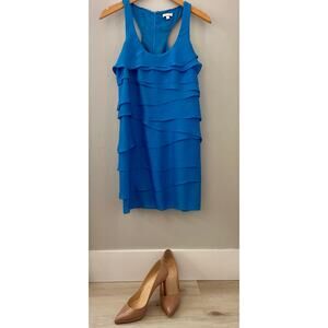 Shoshanna April Silk Tiered Mini Dress Blue Wedding Guest Sz 2